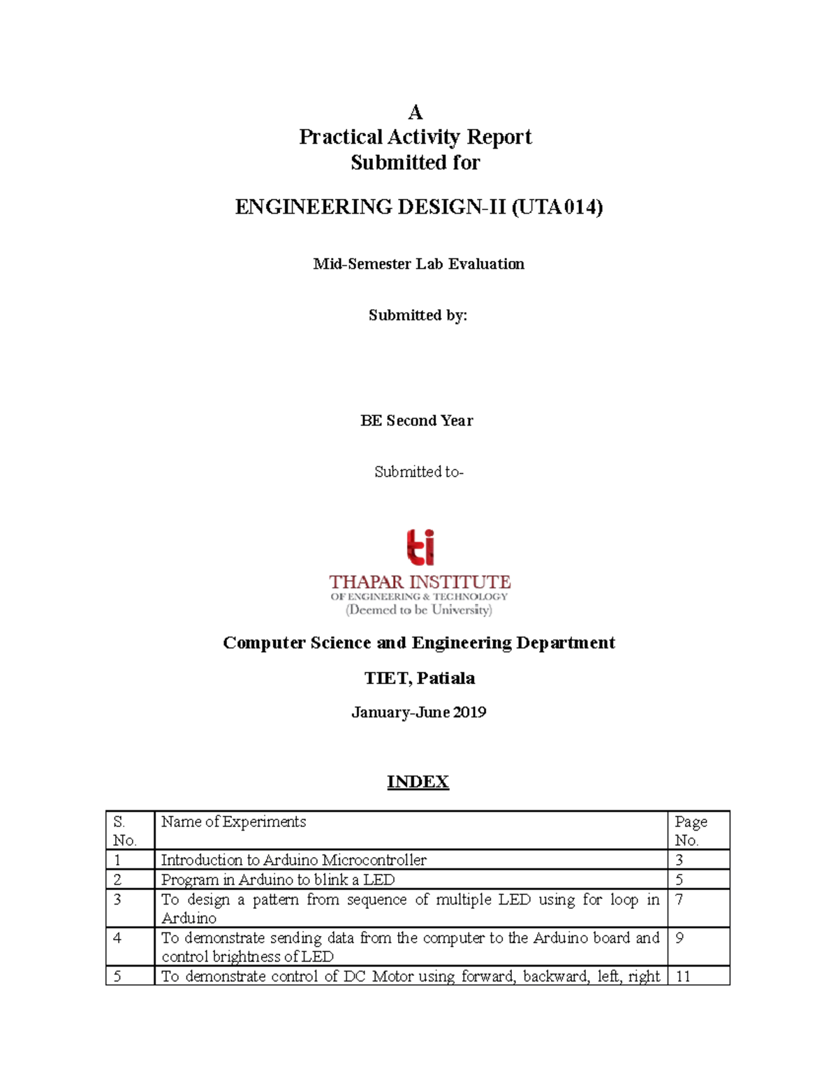 CSED report - jbjbmn - A Practical Activity Report Submitted for ...
