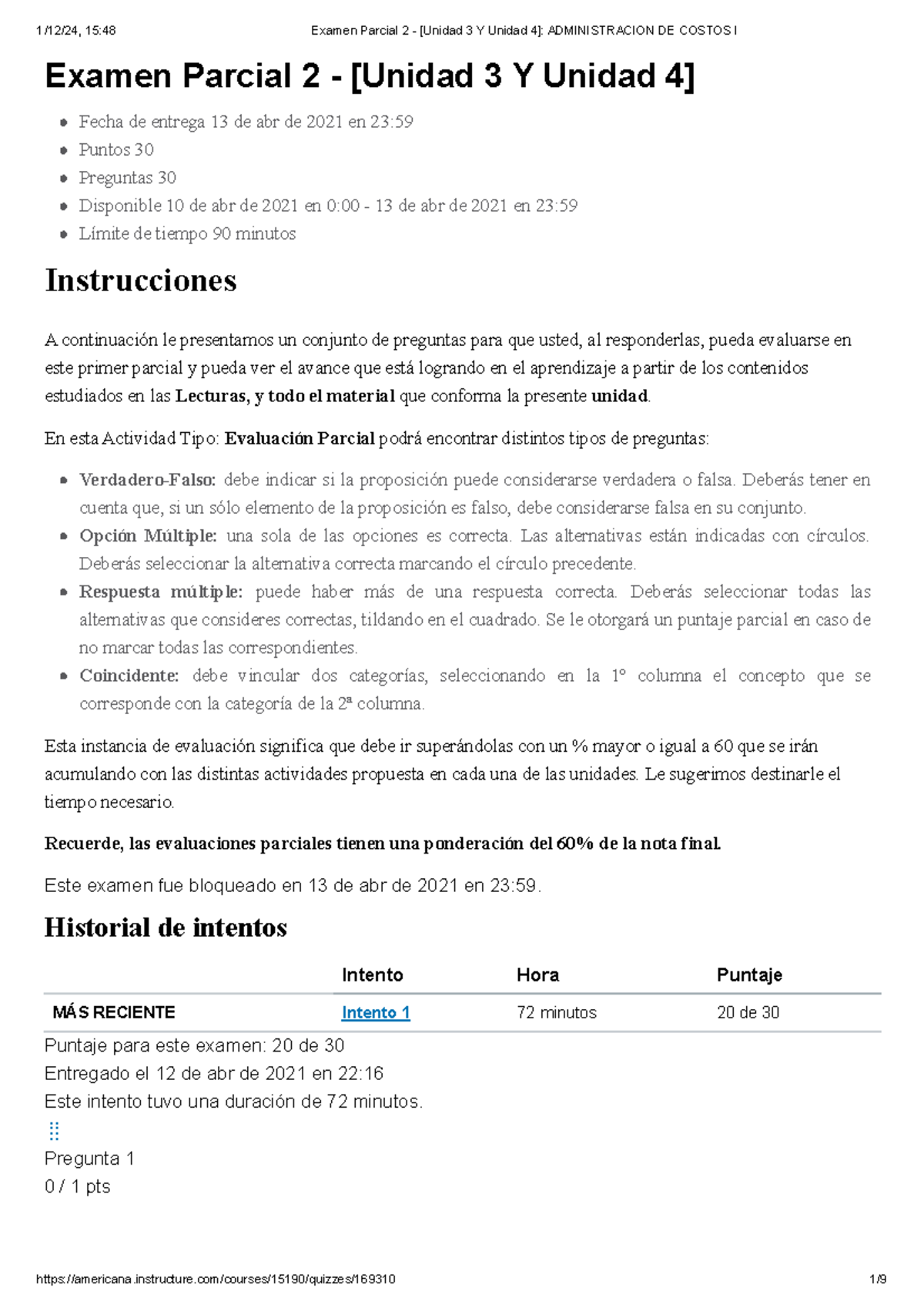 Examen Parcial 2 - [Unidad 3 Y Unidad 4] Administracion DE Costos I ...