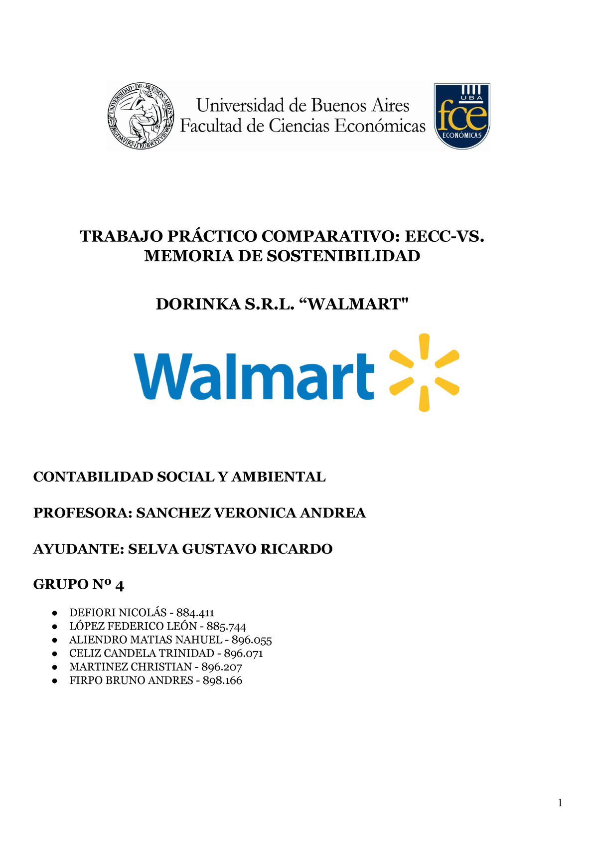 Trabajo Practico Grupo 4 Walmart - TRABAJO PRÁCTICO COMPARATIVO: EECC ...