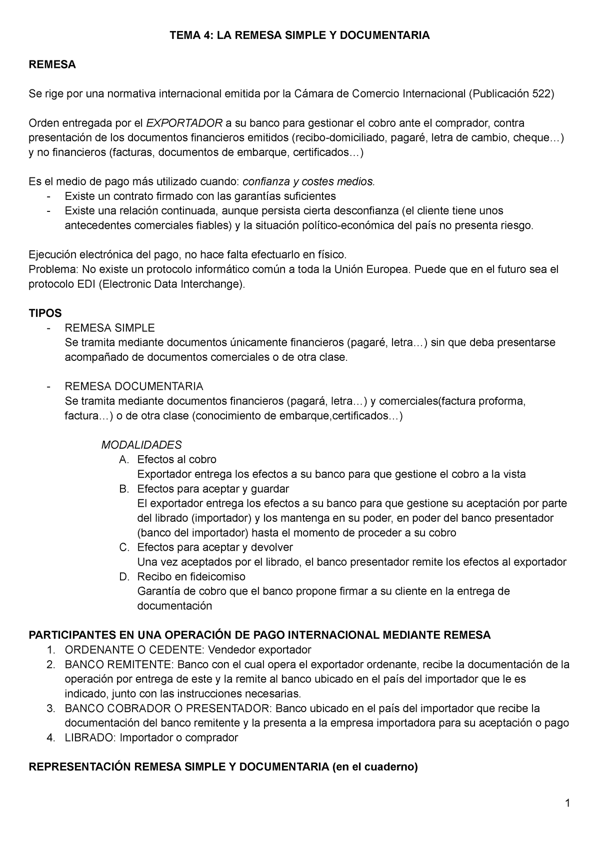 Tema 4 La Remesa Simple Y Documentaria Tema 4 La Remesa Simple Y Documentaria Remesa Se Rige 0927