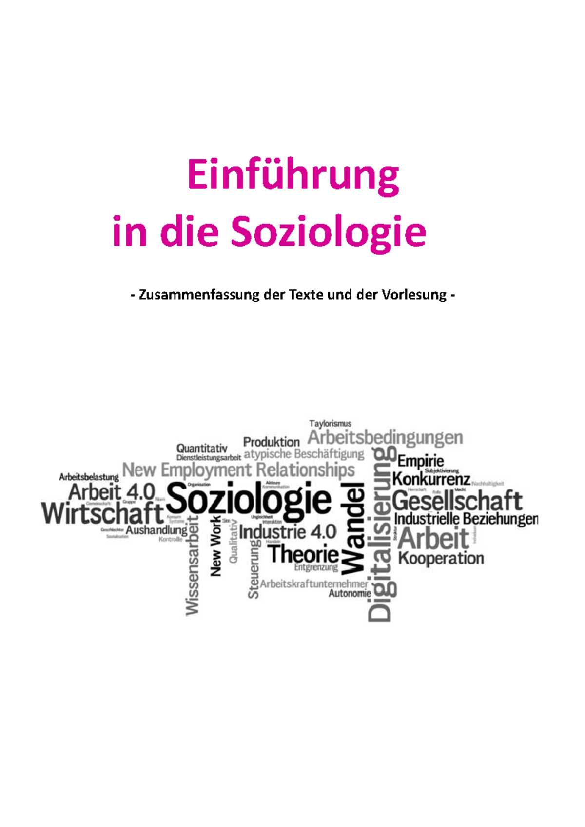 Einführung In Die Soziologie Einführung in die Soziologie - Zusammenfassung - Einführung in die