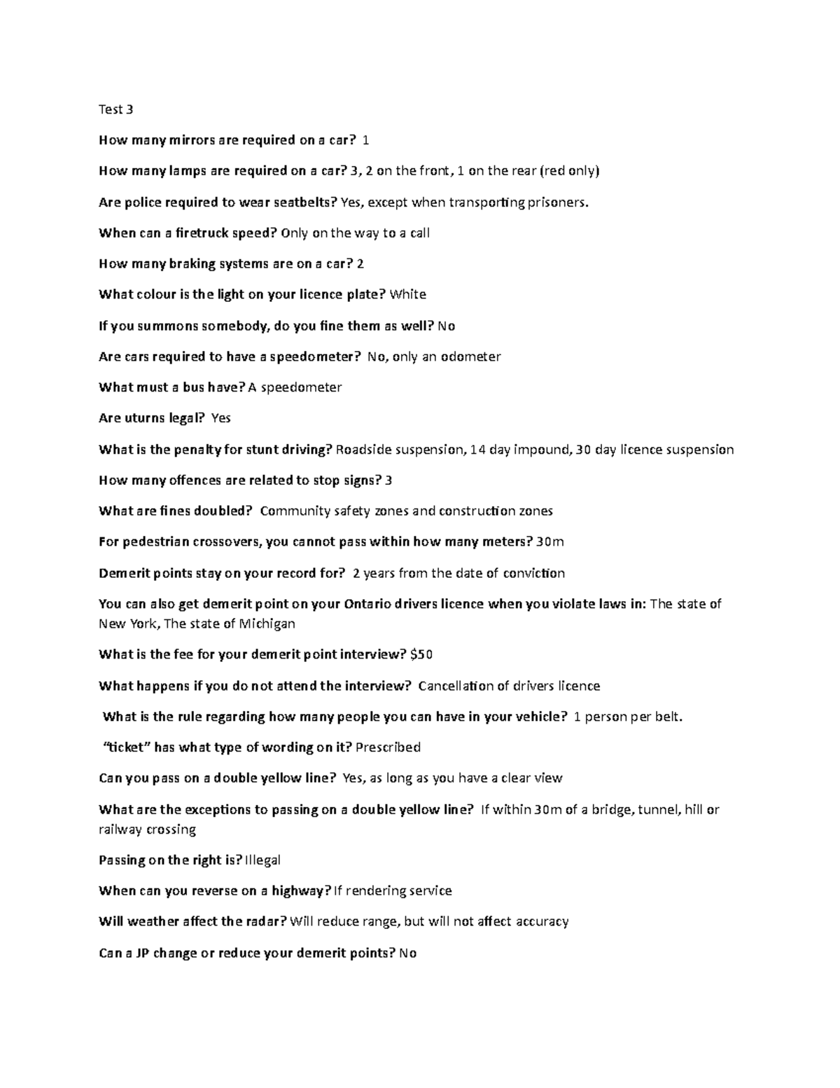 Test 3 Test 3 Review Test 3 How many mirrors are required on a car