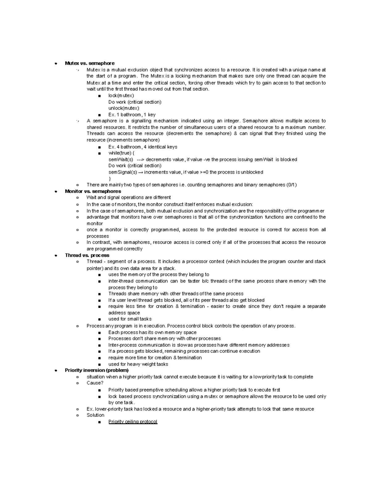 Operating System - Mutex vs. semaphore Mutex is a mutual exclusion ...