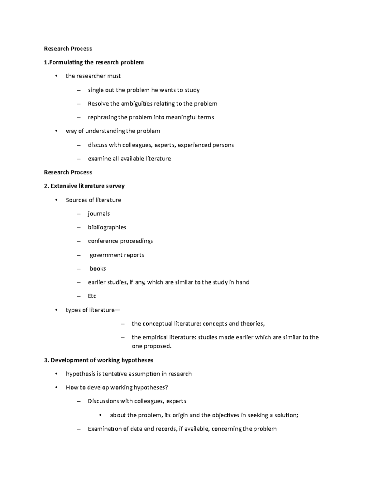 INT - MBA - Research Process 1 the research problem the researcher must ...