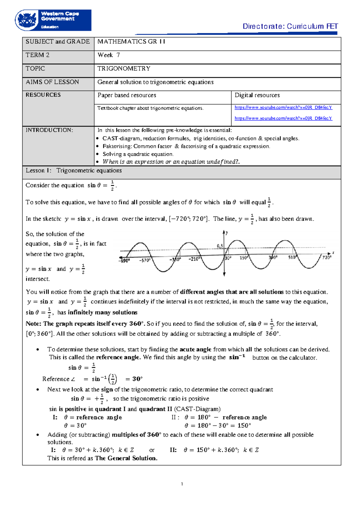 Mathematics Grade 11 Term 2 Week 7 2020 - Directorate: Curriculum FET 1 ...
