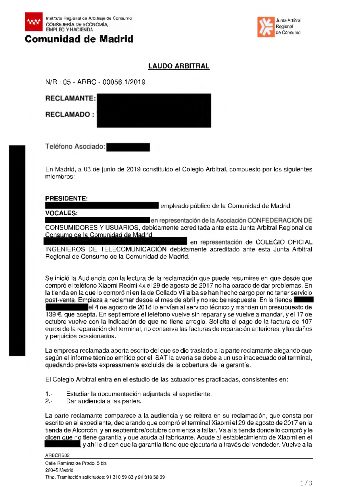 00056 - Laudos Arbitraje - B Instituto Regional De Arbitraje De Consumo ...