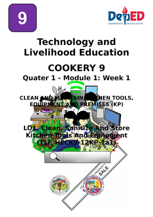 1 Cookery 9 Q1 Week1 Module 1 - Technology And Livelihood Education COOKERY 9 Quater 1 - Module ...