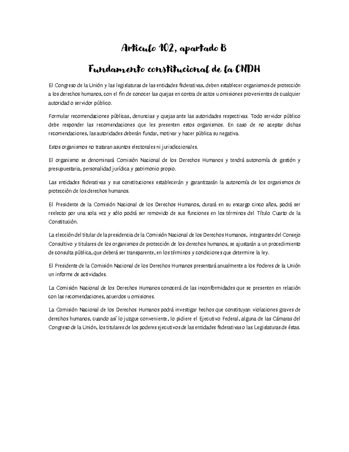Articulo 102 - Articulo 102, apartado B Fundamento constitucional de la ...