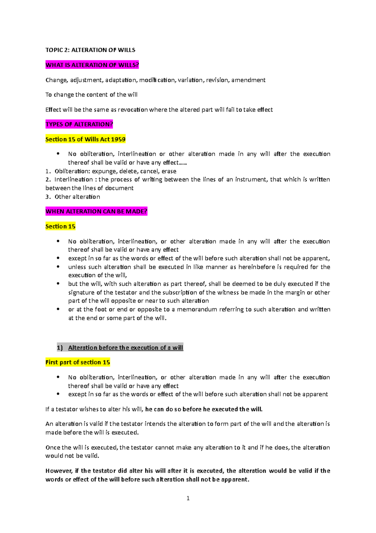 topic 2 of law of probate (alteration of wills ) - Probate ...