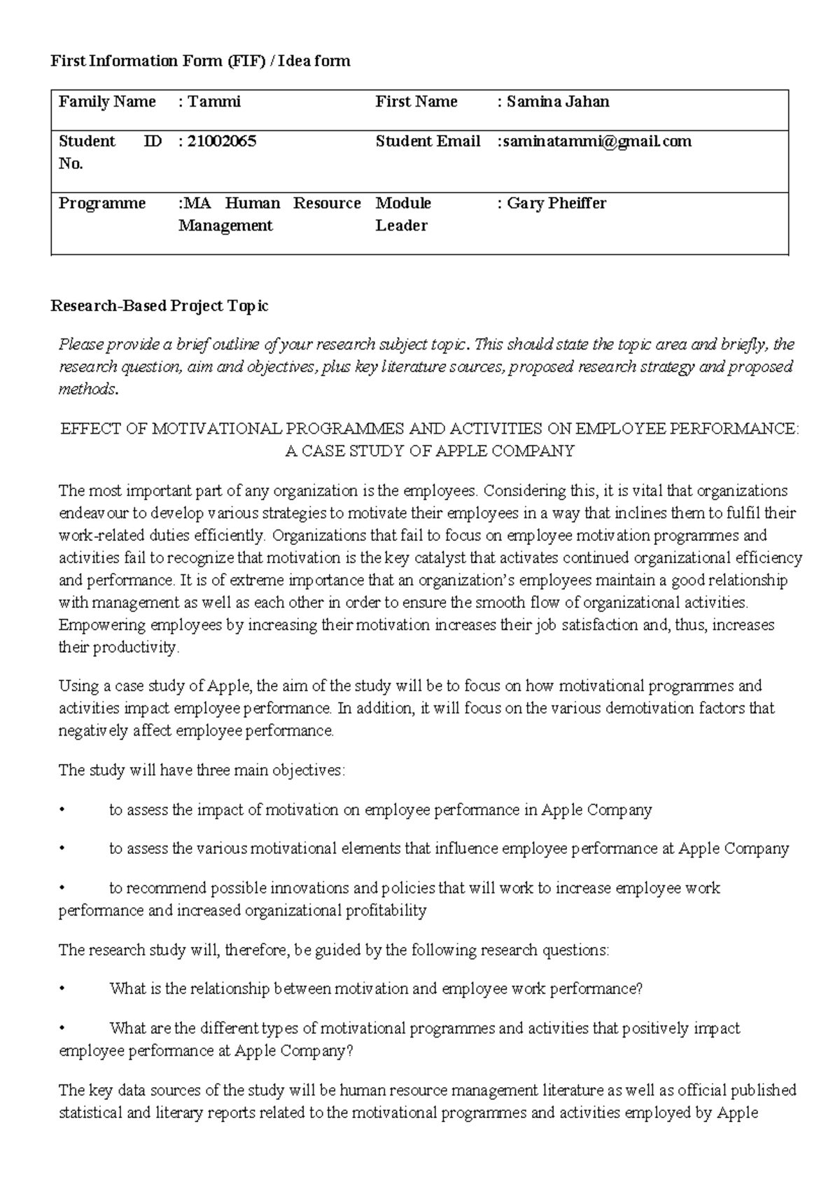 FIF 2021 Edited - This course presents research studies for students ...