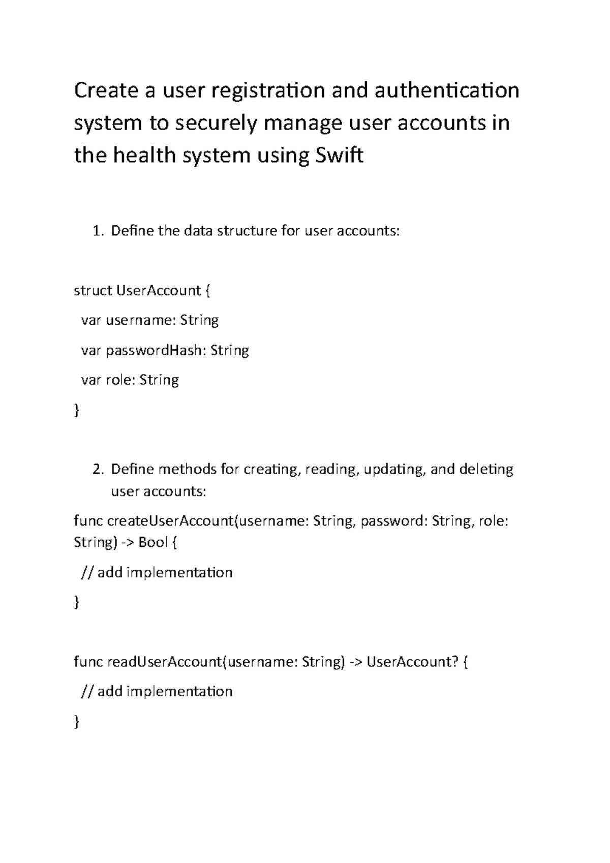 Accounts in the health system using swift - Create a user registration ...