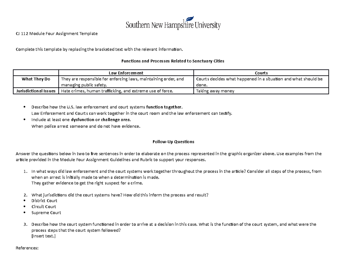 CJ 112 Module Four Assignment Template - CJ 112 Module Four Assignment ...