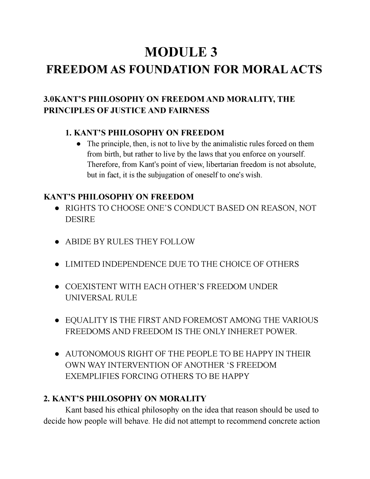 Ethics - Module 3 Notes - MODULE 3 FREEDOM AS FOUNDATION FOR MORAL ACTS ...