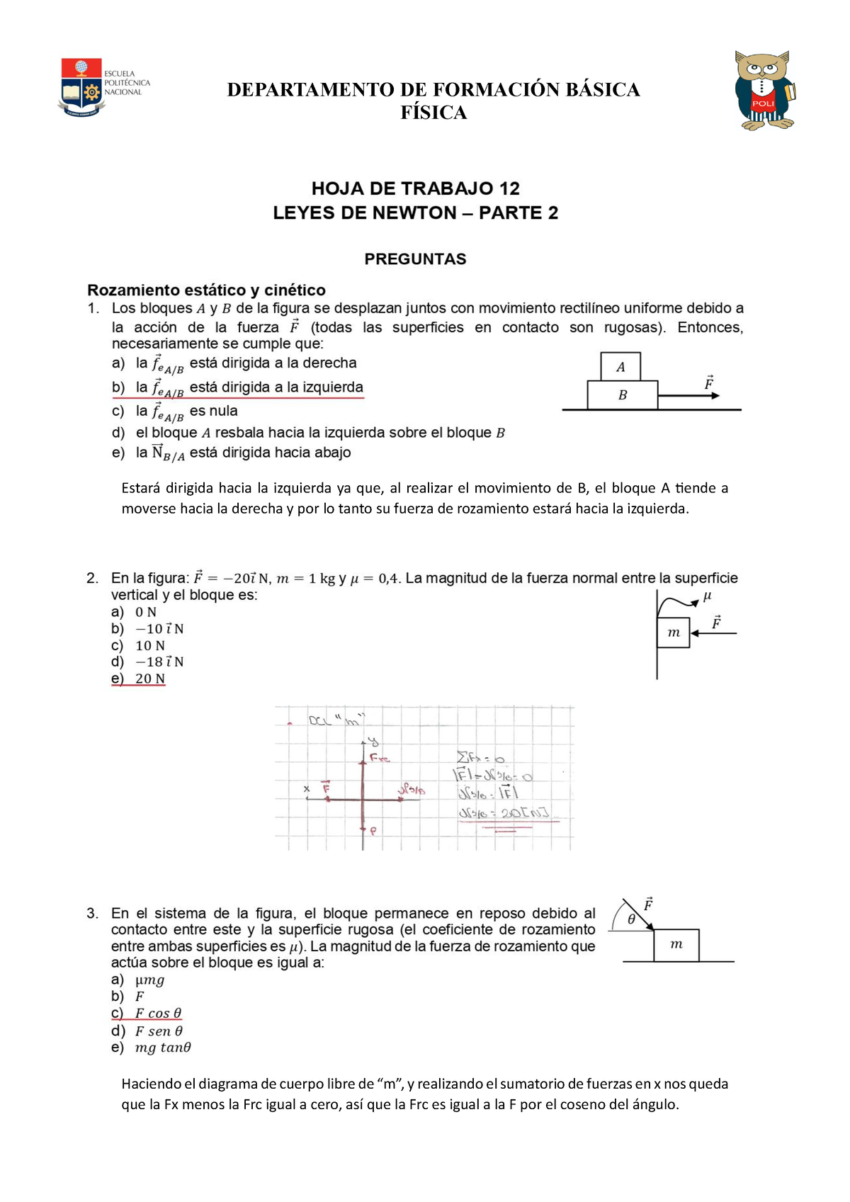 Hoja De Trabajo 12 - Leyes De Newton - FÍSICA Estará Dirigida Hacia La ...