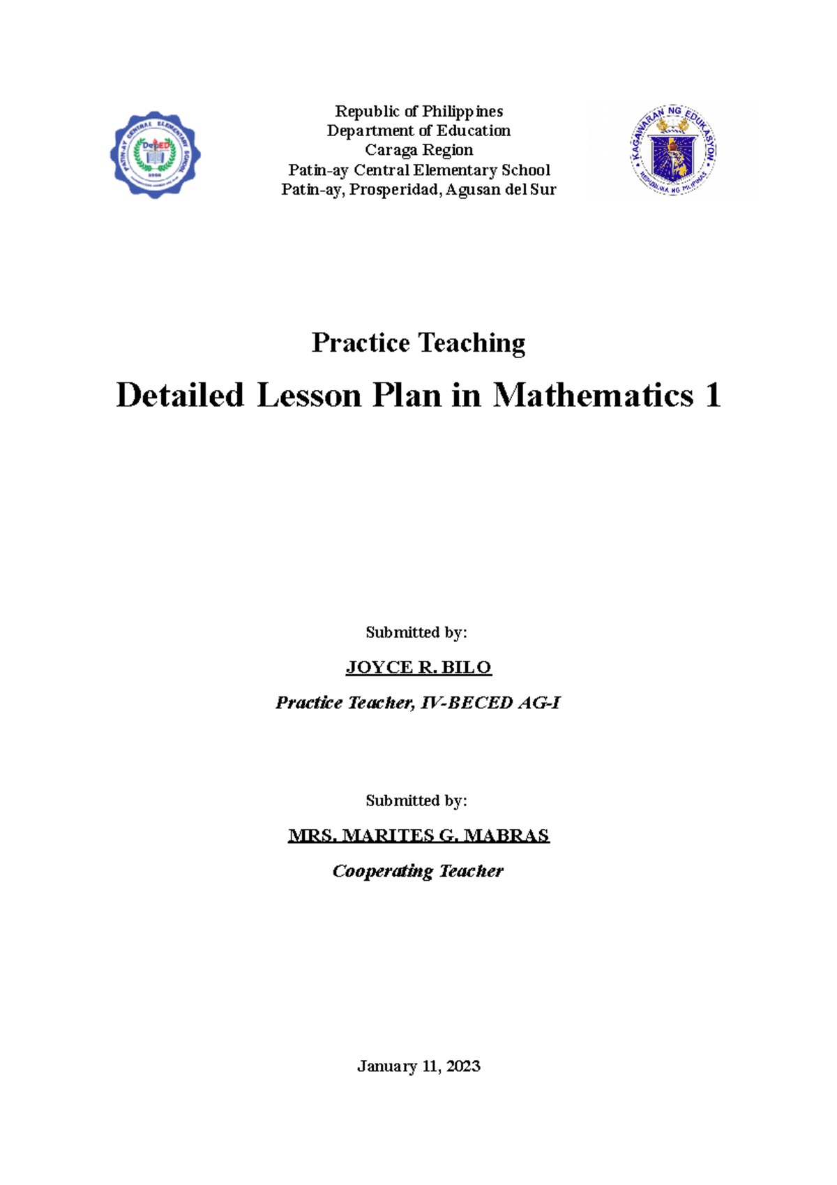 Grand-DEMO - Lesson plan - Republic of Philippines Department of ...