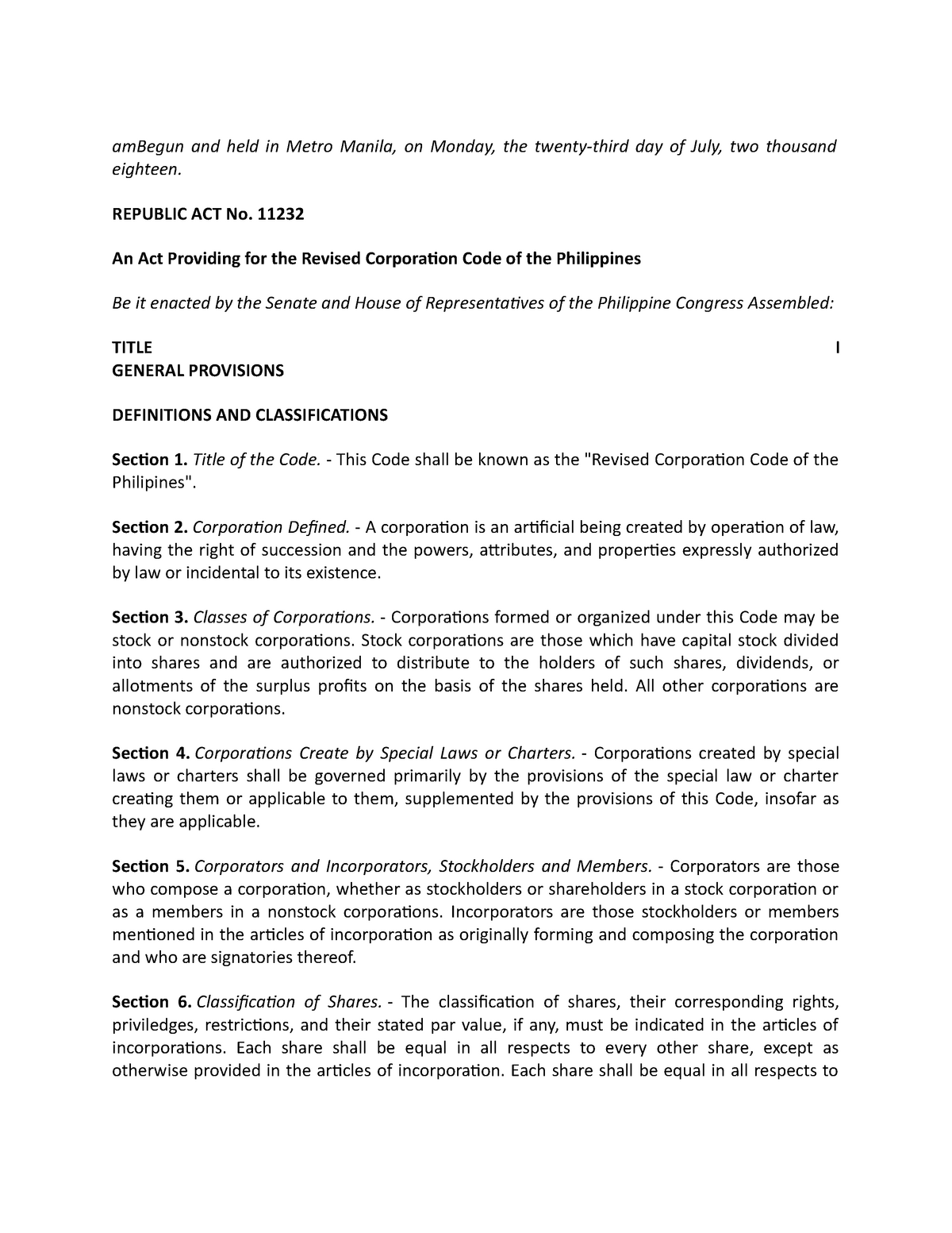 RA 11232 Revised Corporation Code of the Philippines - amBegun and held ...