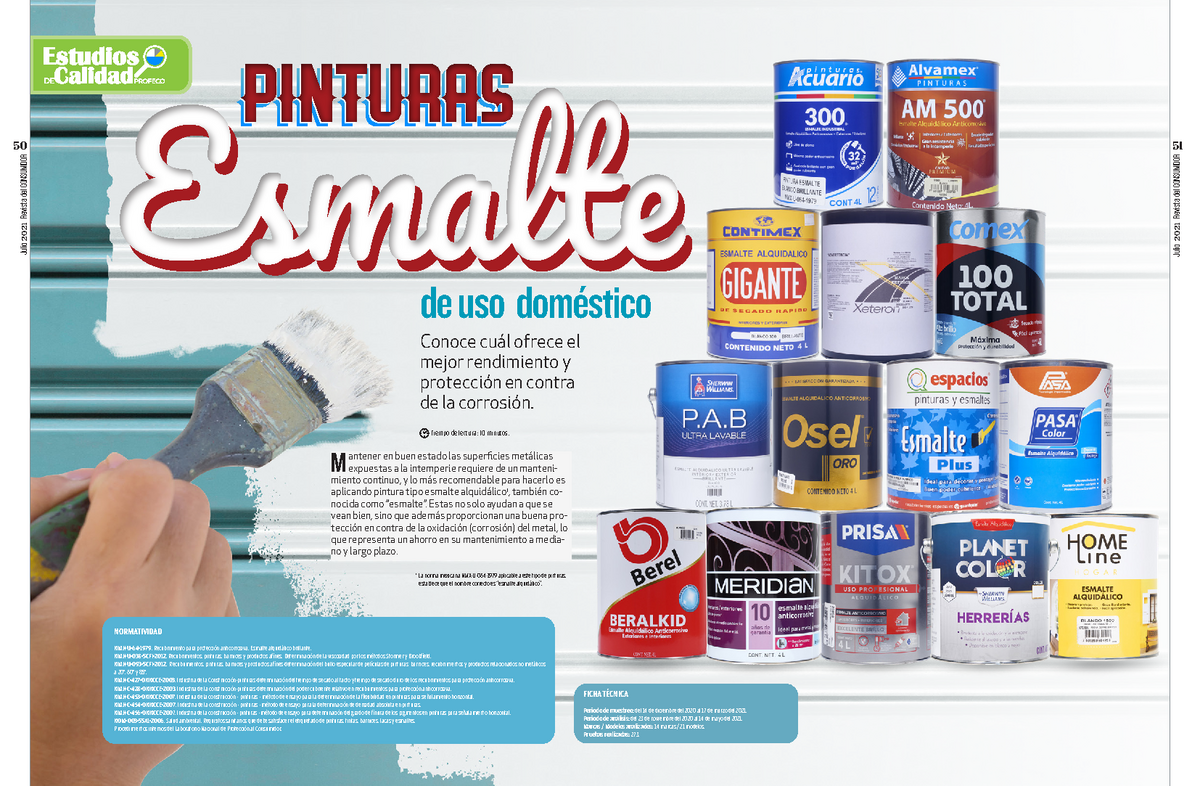 Estudio DE Calidad Pinturas Esmalte DE USO Domestico - Julio 2021 Revista  del CONSUMIDOR 51 Julio - Studocu