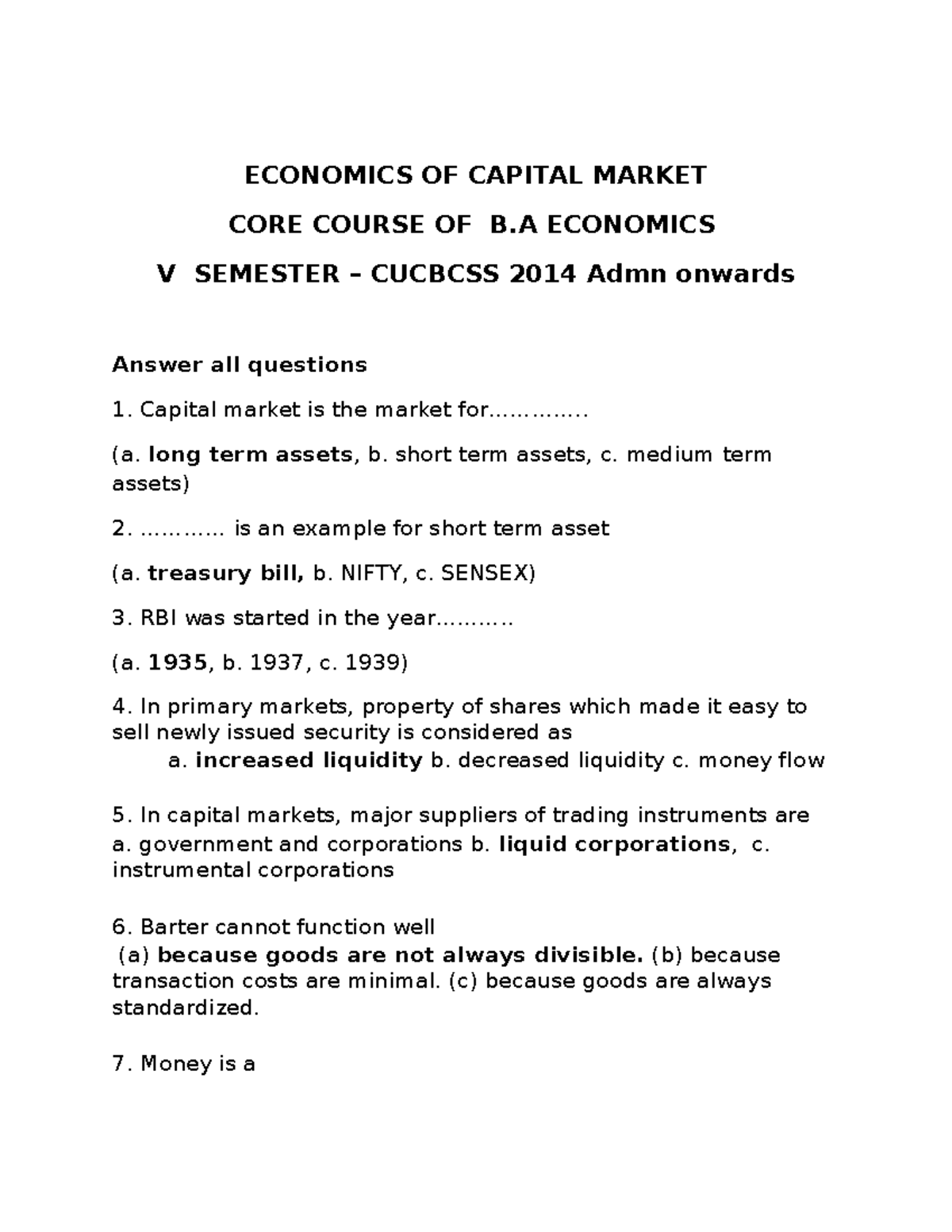 economic-of-capital-market-question-bank-economics-of-capital-market