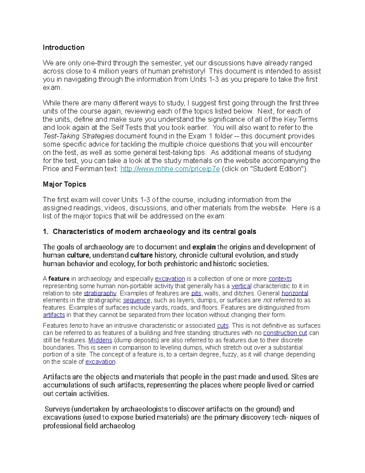Study Guide exam 1 - Lecture notes 1 - Introduction We are only one ...