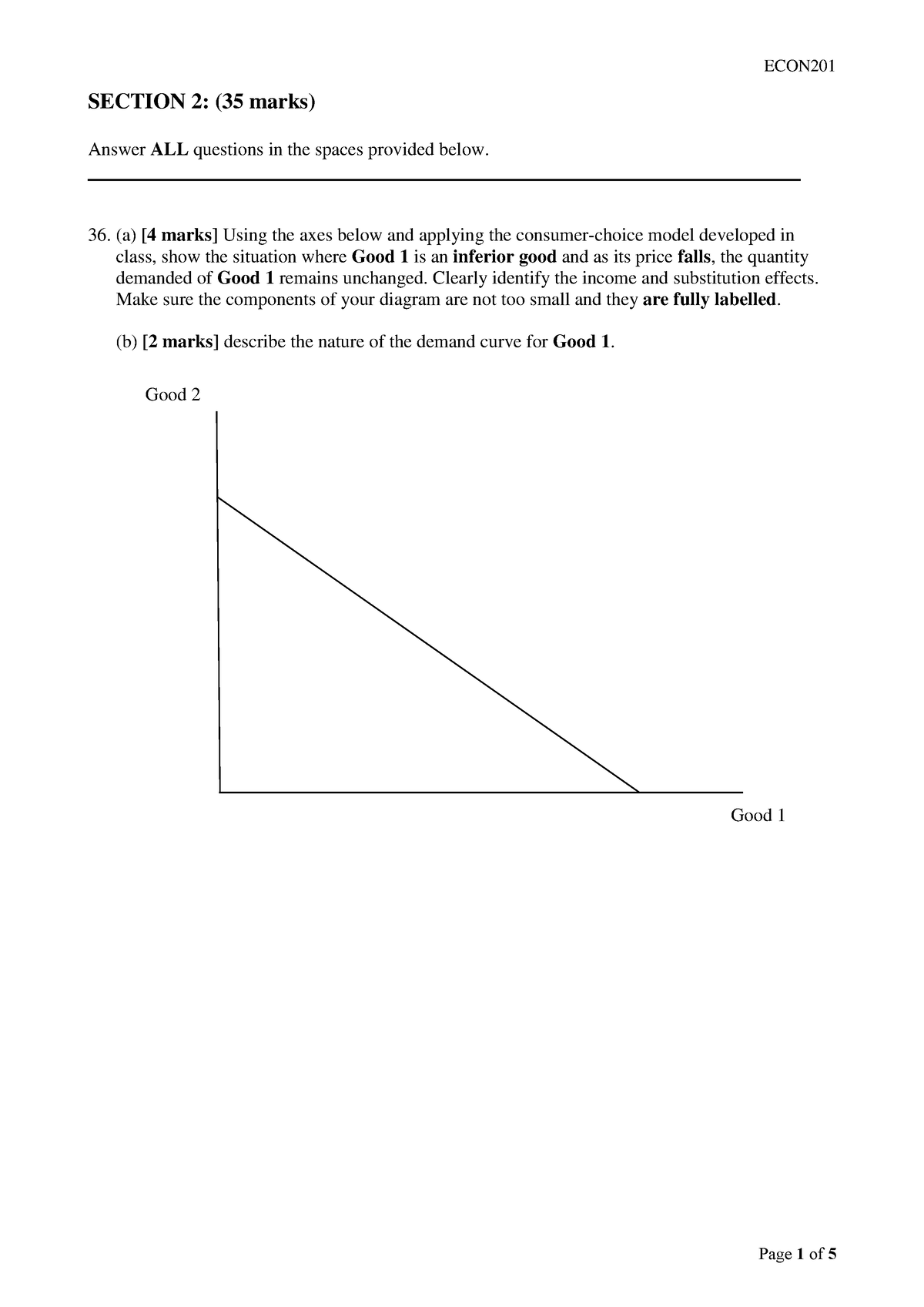 ECON201 Final Exam 2022 Section B - SECTION 2: (35 Marks) Answer ALL ...