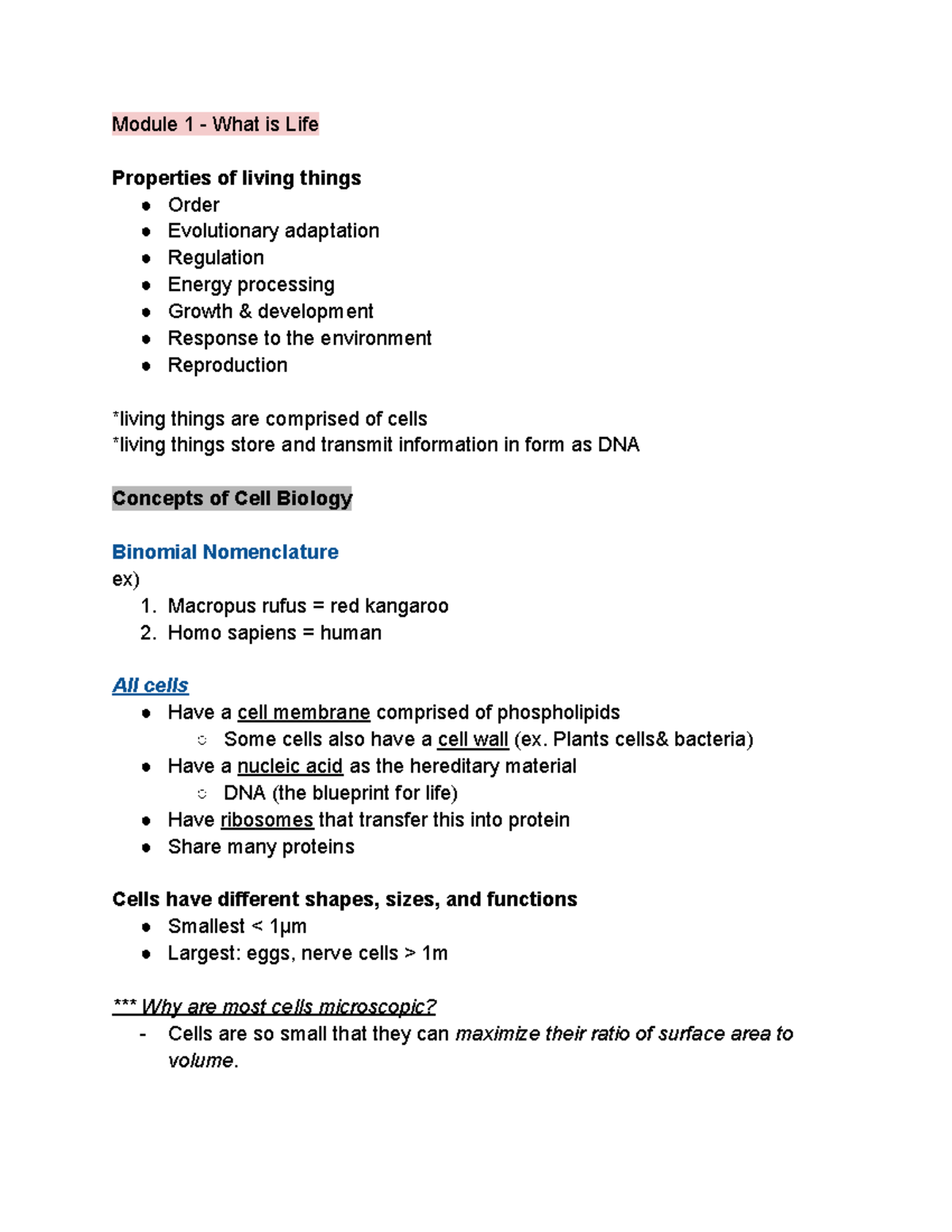 Cells and Genes topic 1-5 - Module 1 - What is Life Properties of ...