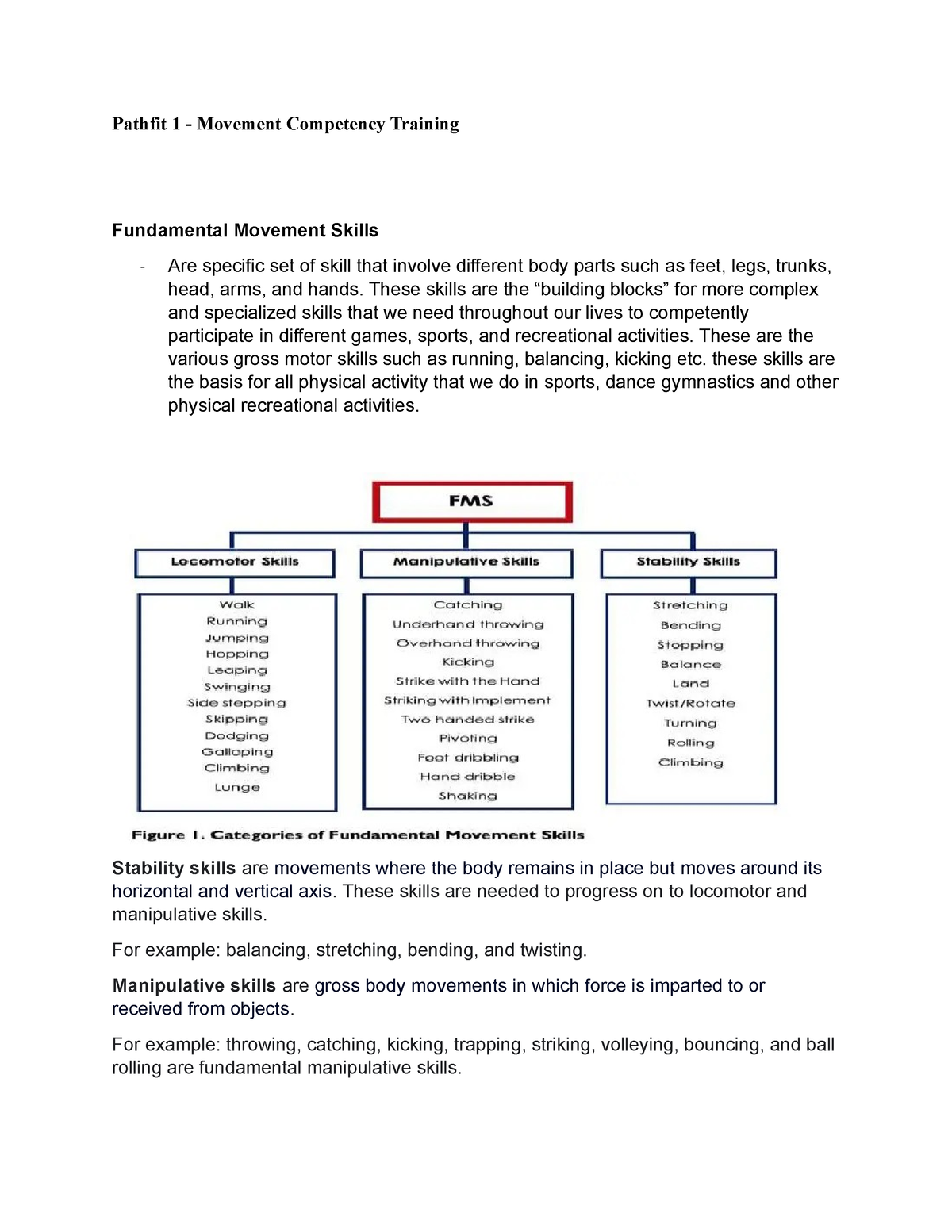 Pathfit 1 - Lecture - Pathfit 1 - Movement Competency Training ...