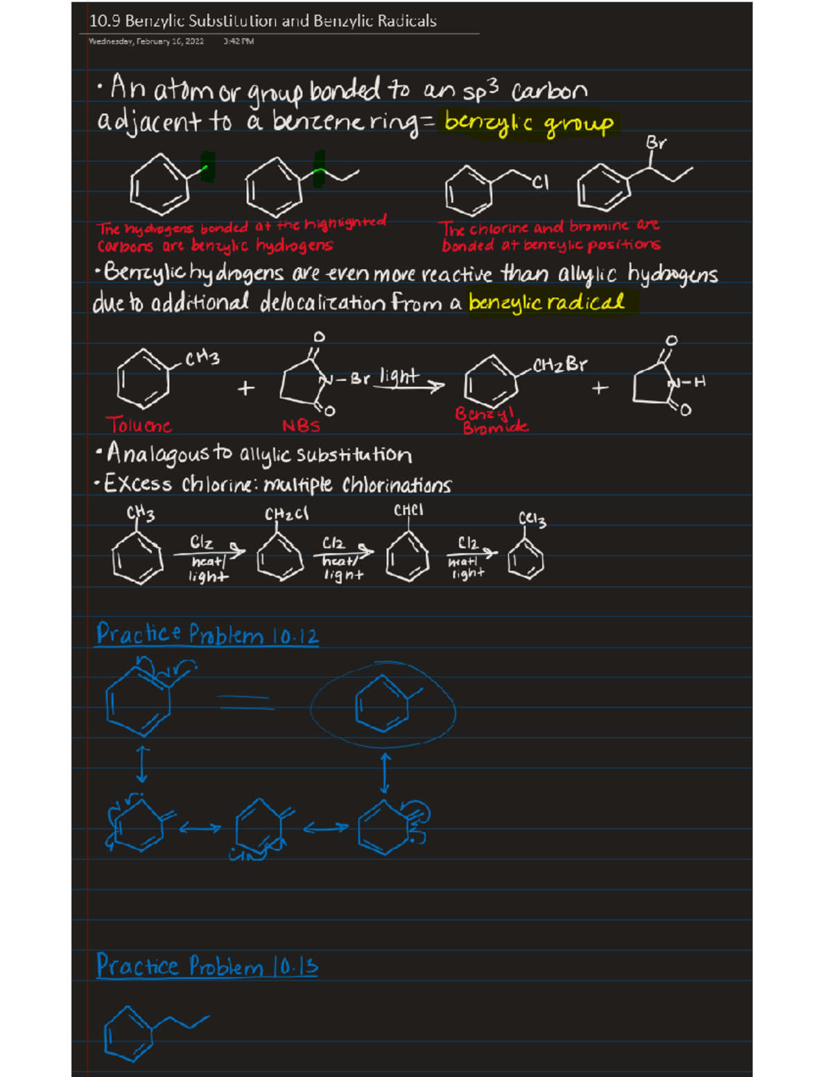 ORGO II 10.9 - Professor Fiorito - CHEM 250 - Studocu