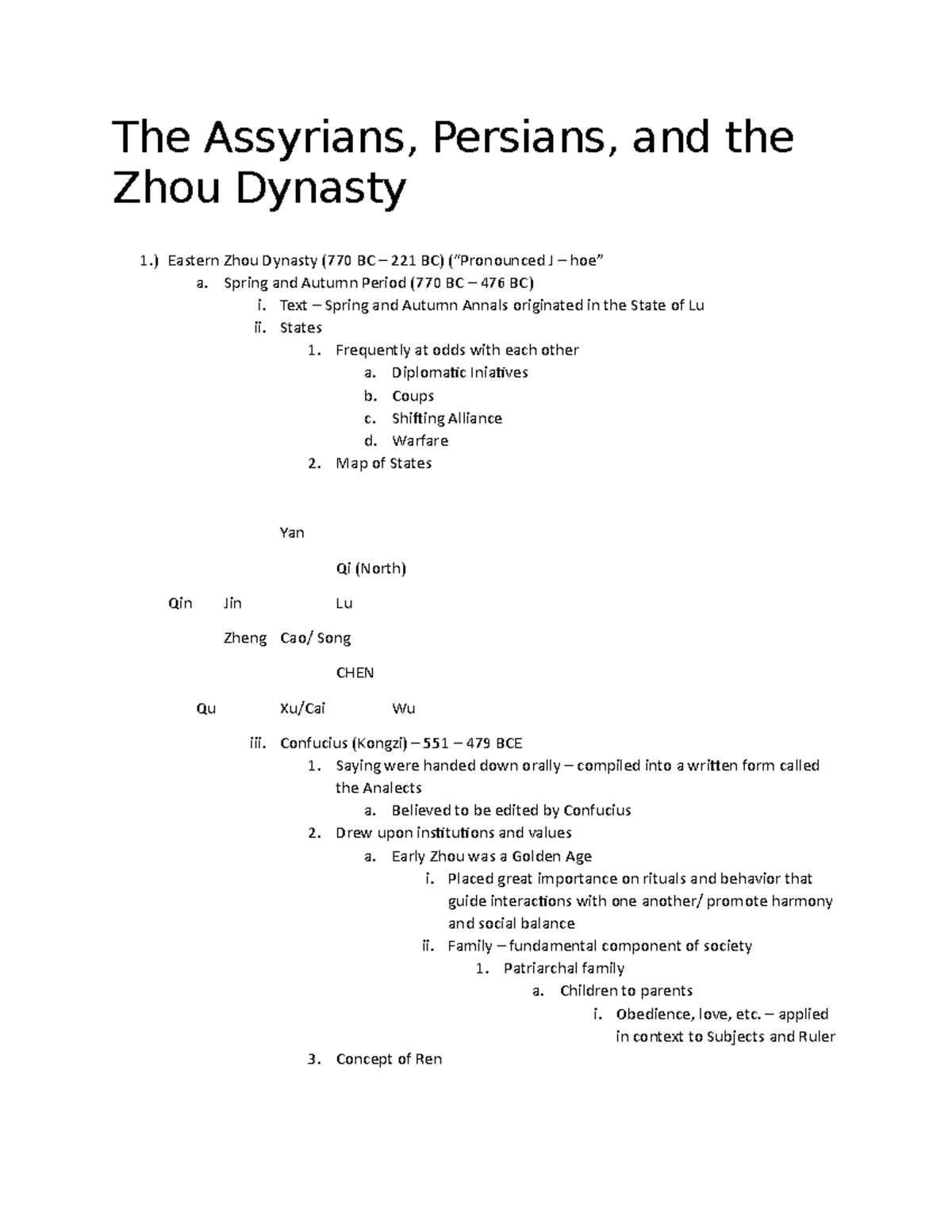 9-26-17 Notes - The Assyrians, Persians, and the Zhou Dynasty 1 ...