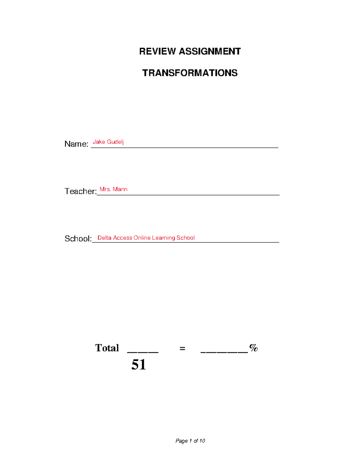 review assignment transformations