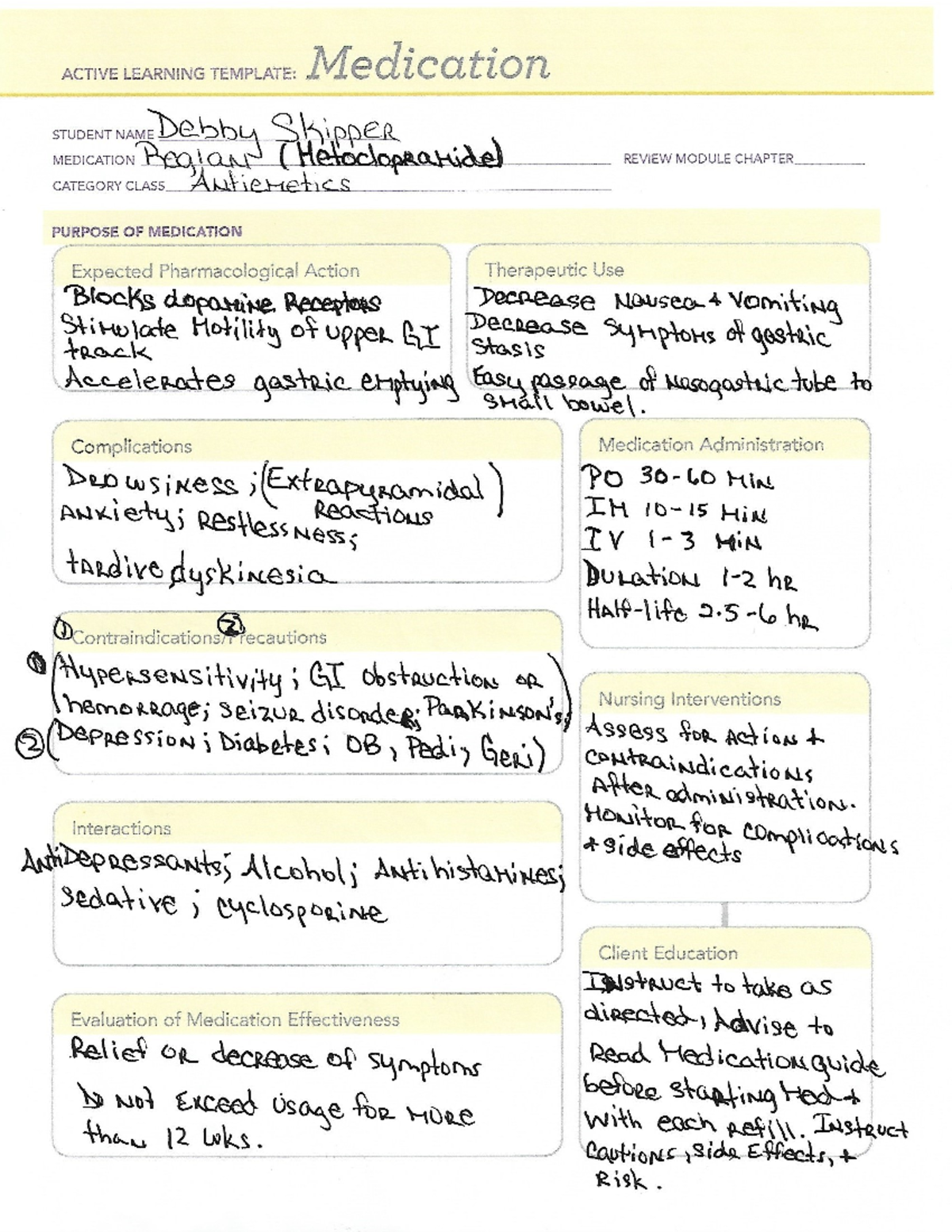 2020-06-27 214021 medication template - MED SURG 102 - Studocu