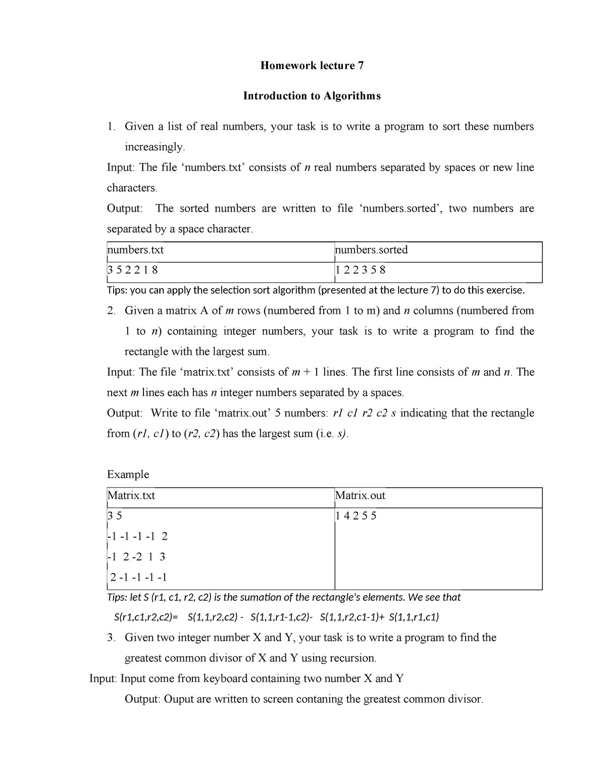 Lecture 7 Assignments - Cấu Giải Bài 7 - Homework Lecture 7 ...