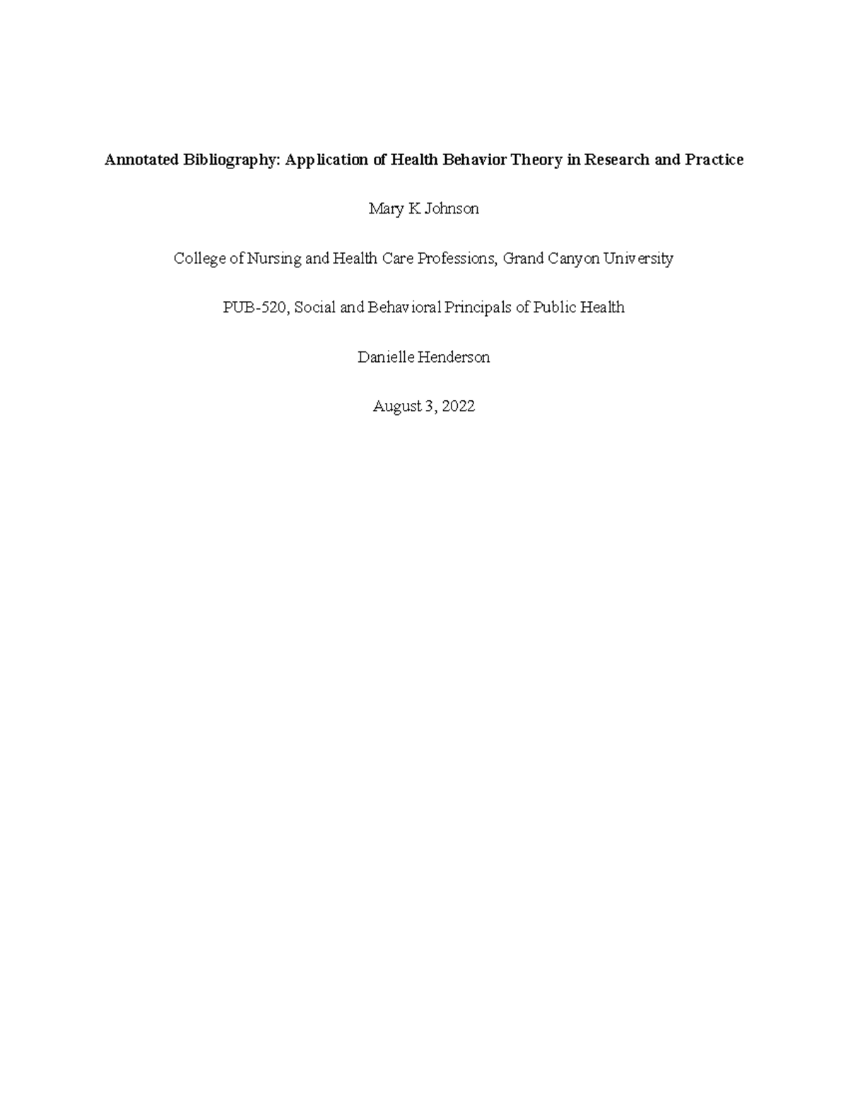 Annotated Bibliography - K., Watumo, A. M., Sibamo, E. L., & Agide, F ...