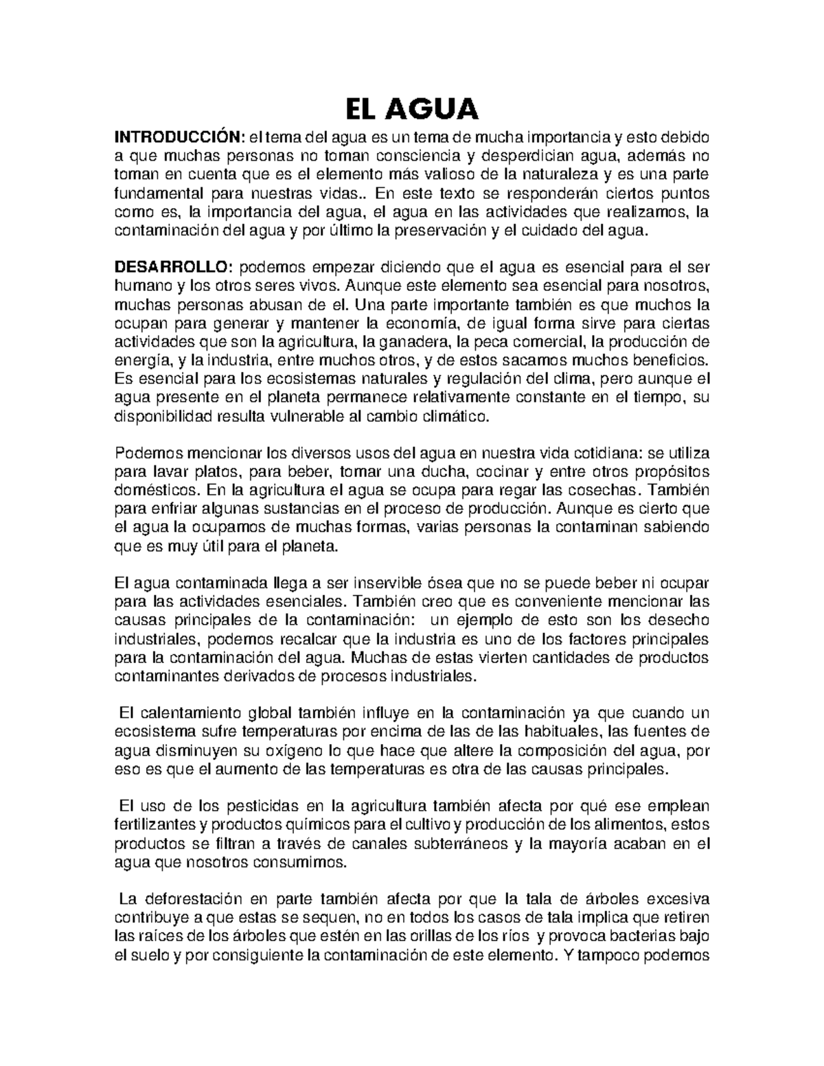 Ensayo Sobre El Cuidado Del Agua Image To U