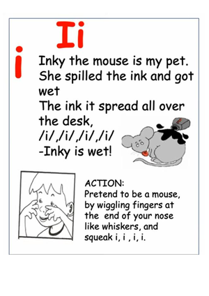 Sound I - Ingles - INK I IS FOR ink INSECT IN INK I IS FOR ink INSECT ...