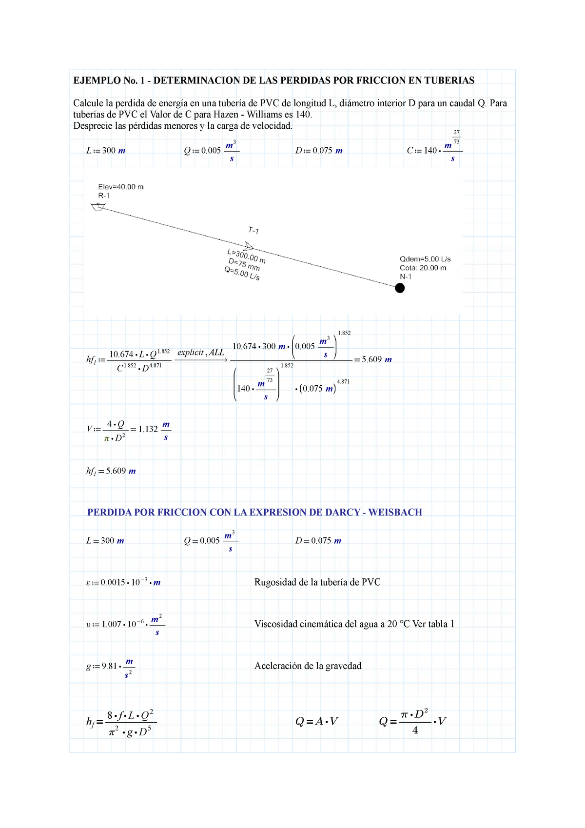 2020-2-Calculo De Perdidas De Energia Con Hazen Williams Y Darc ...