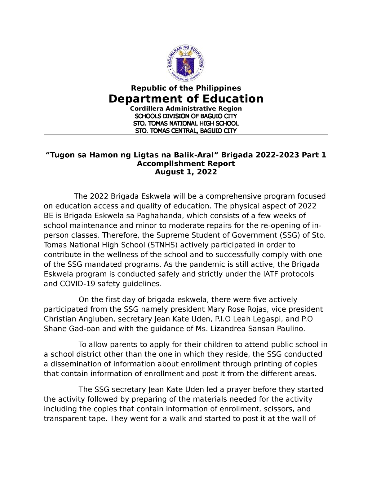 2 Brigada Eskwela 2022 2023 Part 1 Acc Republic Of The Philippines Department Of Education 