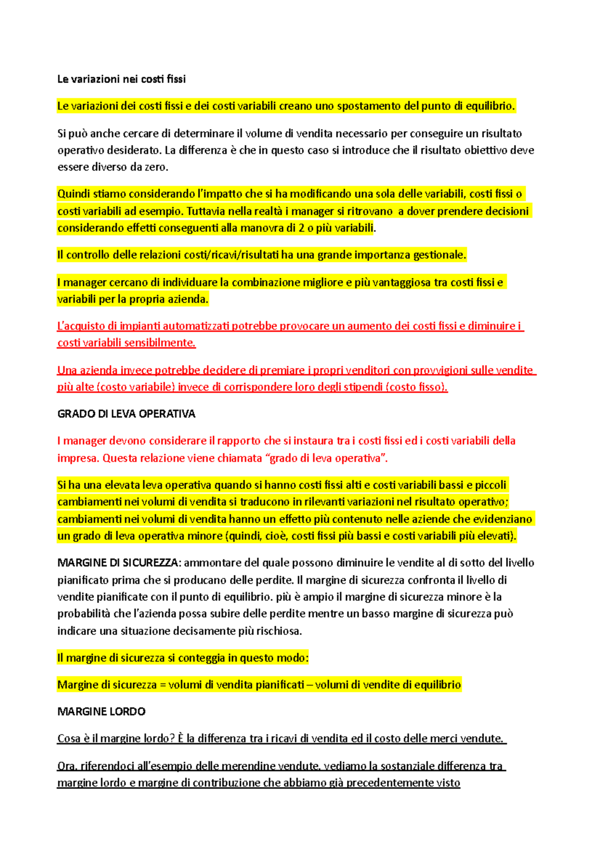 Programmazione e controllo capitolo 1 - Le variazioni nei costi fissi ...