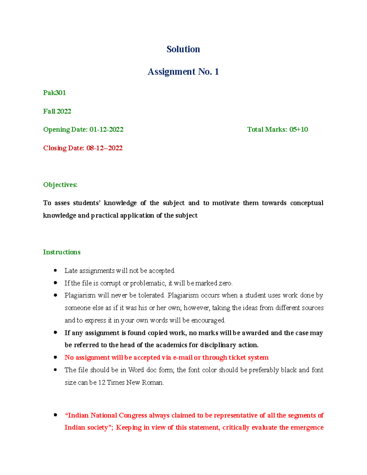 pak301 assignment 1 solution fall 2022