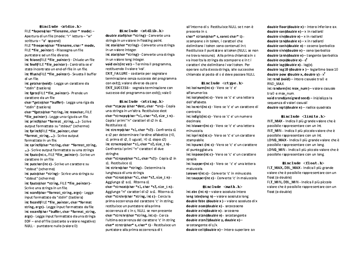 Lista Prototipi Poli Informatica 12bhdln Polito Studocu