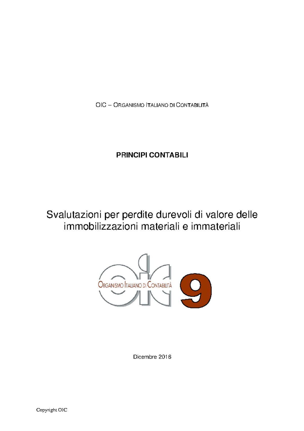 OIC 9 Ragioneria (svalutazioni) - Copyright OIC OIC – ORGANISMO ...