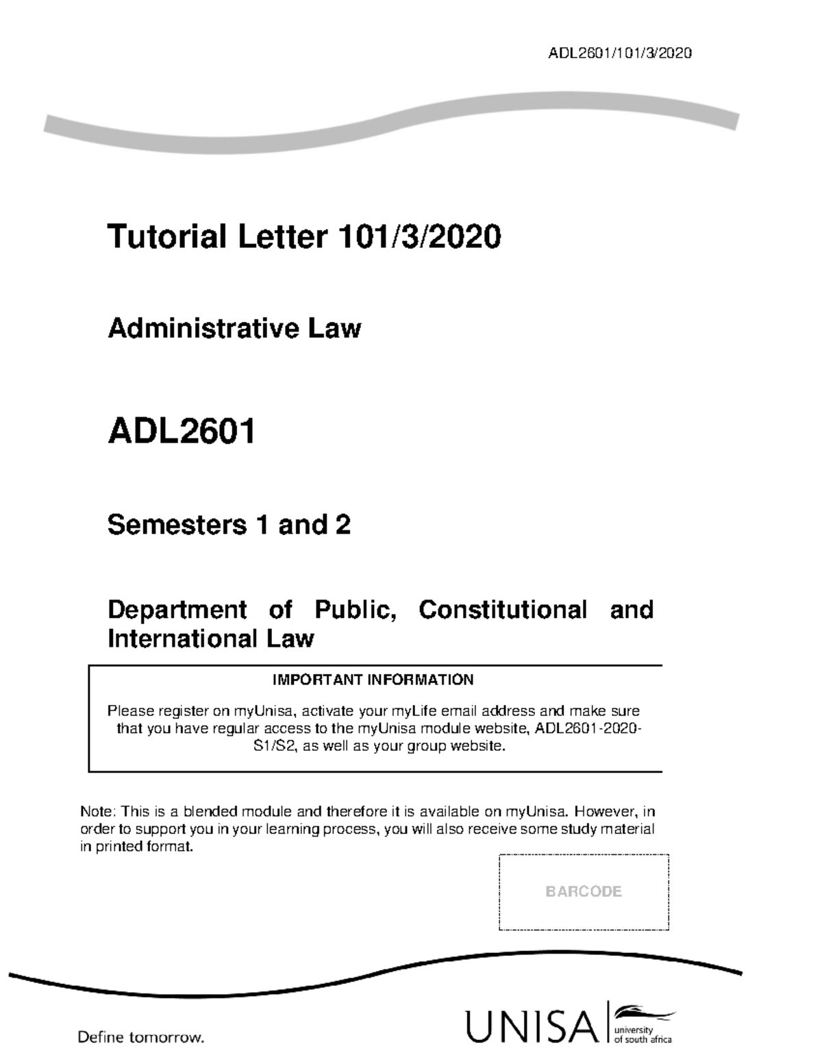 101 2020 3 b (13) - Tut 101 2020 - ADL2601/101/3/ Tutorial Letter 101/3 ...