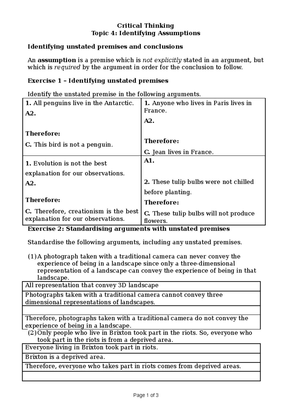 identifying assumptions critical thinking