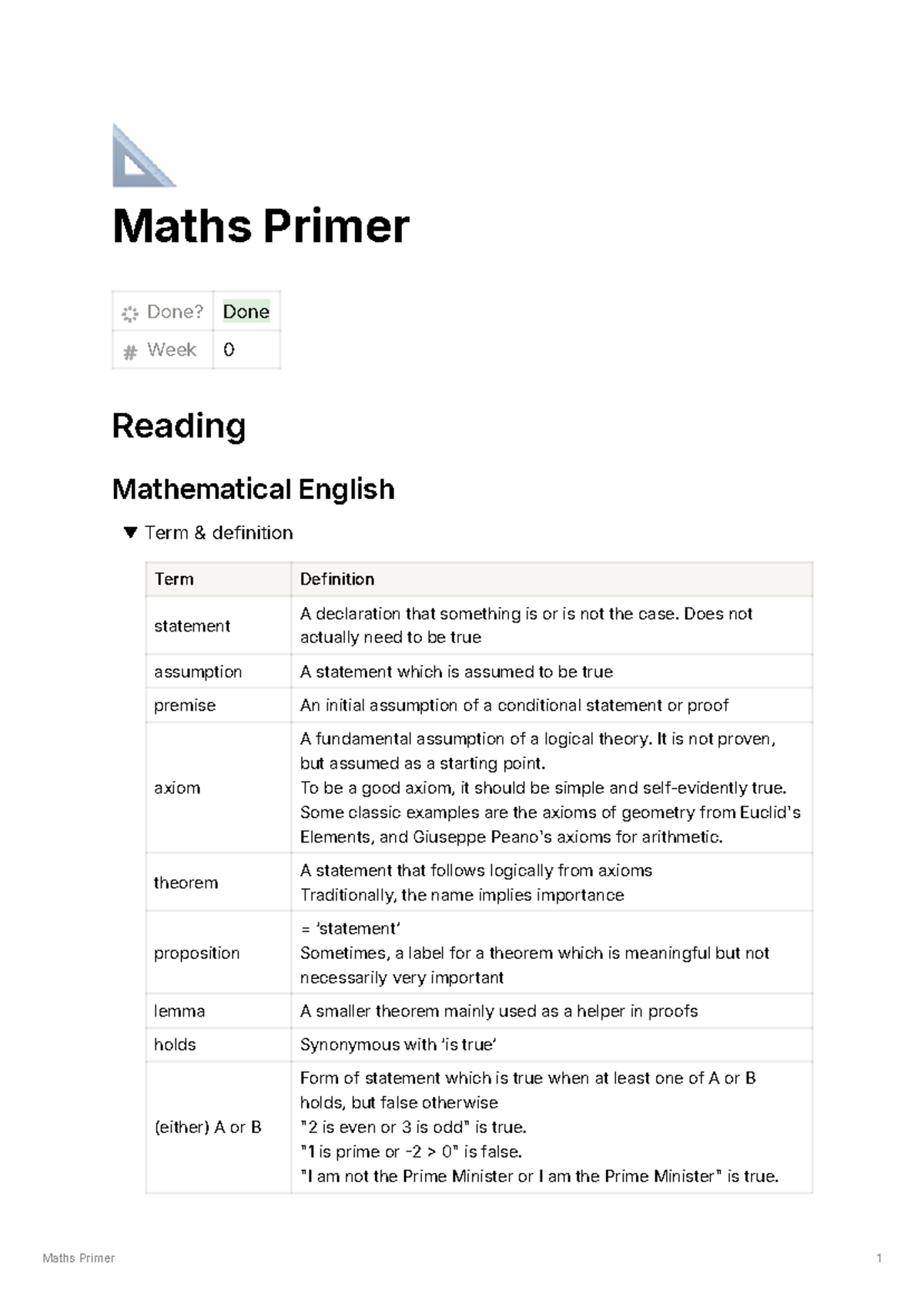 Maths Primer Summary - 📐 Maths Primer Done? Done Week 0 Reading ...