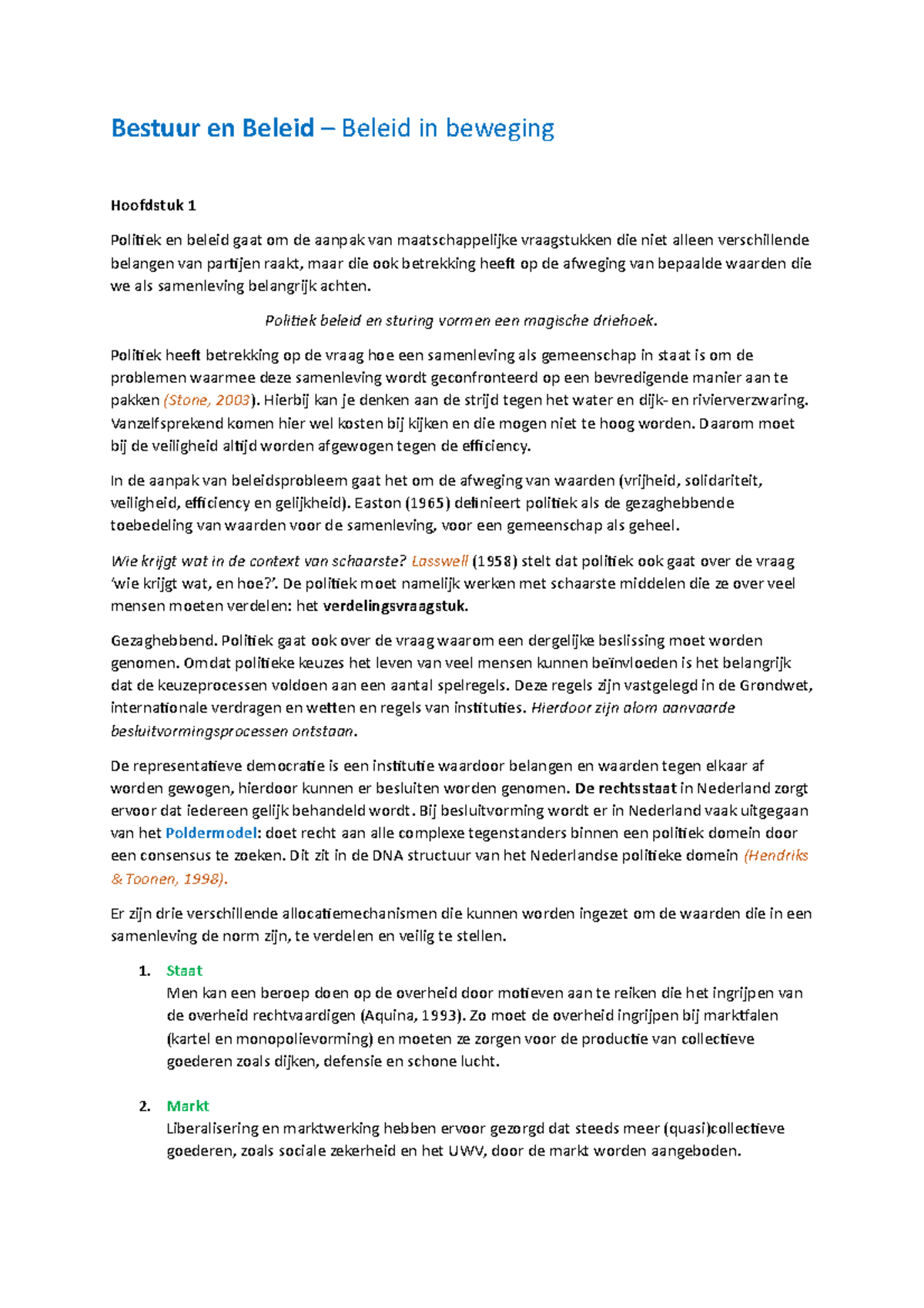 Beleid In Beweging Samenvatting - Bestuur En Beleid Beleid In Beweging ...