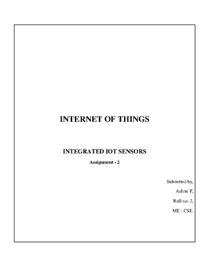 IOT 1 - IOT Assignments - INTERNET OF THINGS IOT SENSORS Assignment - 1 ...