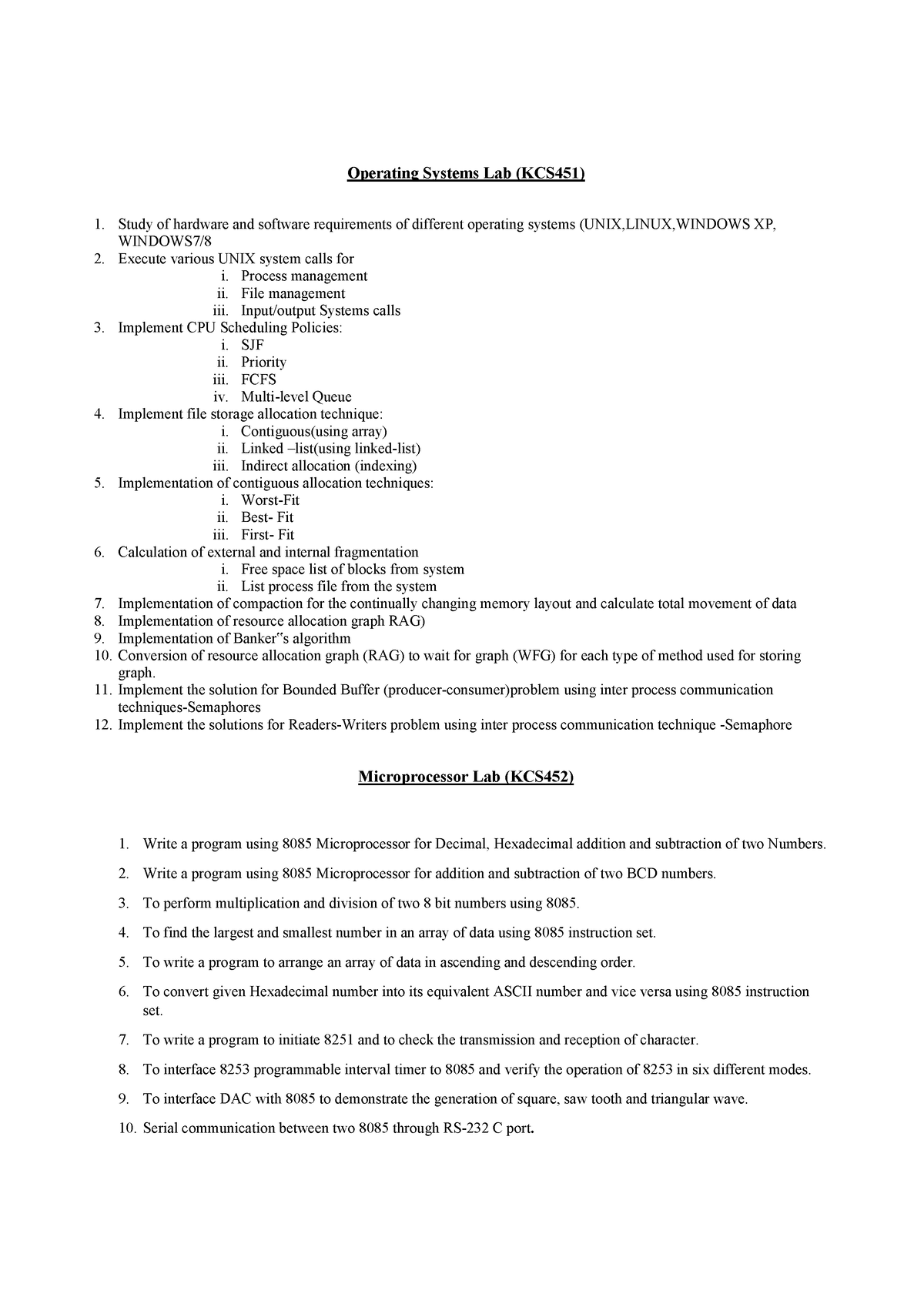 OS LAB - Btech Lecture Notes - Operating Systems Lab (KCS451) Study Of ...