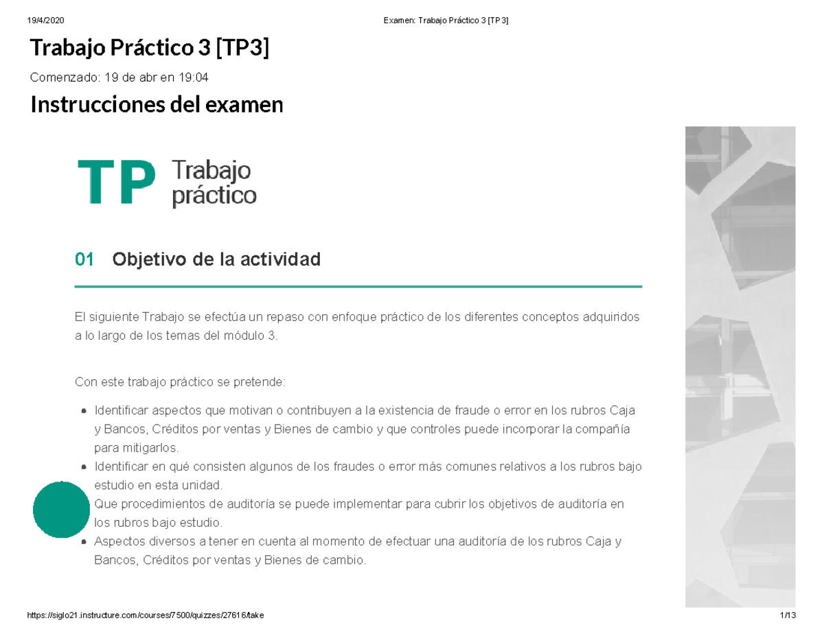 Trabajo Práctico 3 85[TP3] - Trabajo Práctico 3 [TP3] Comenzado: 19 de ...