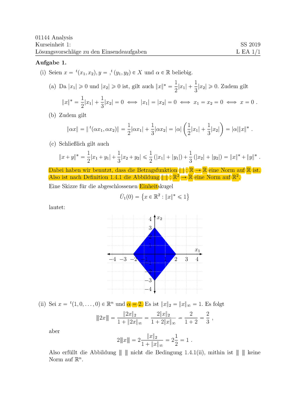 Lösung Blatt 1 Analysis - 01144 Analysis Kurseinheit 1: L¨osungsvorschl ...