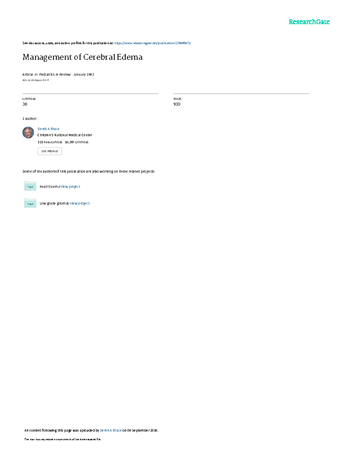 Management of Cerebral Edema - See discussions, stats, and author ...