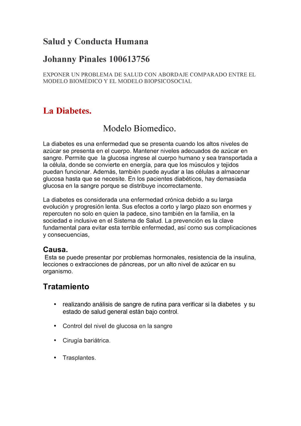 Modelo Biomedico e Biopsicosocial - Salud y Conducta Humana Johanny Pinales  100613756 EXPONER UN - Studocu